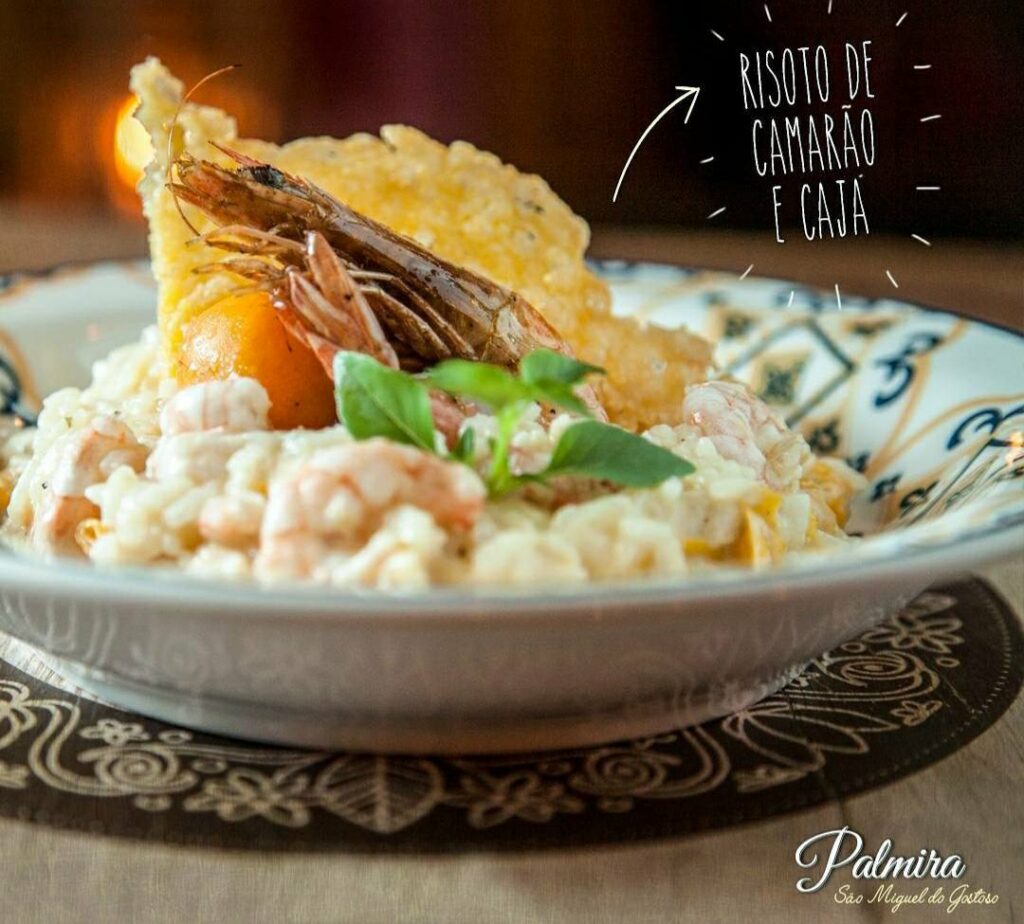 Risoto de camarão e cajá restaurante em São Miguel do Gostoso